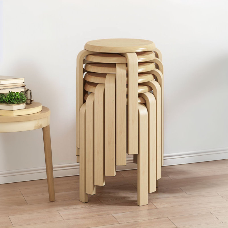 Ensemble de tabourets empilables en MDF de ton naturel