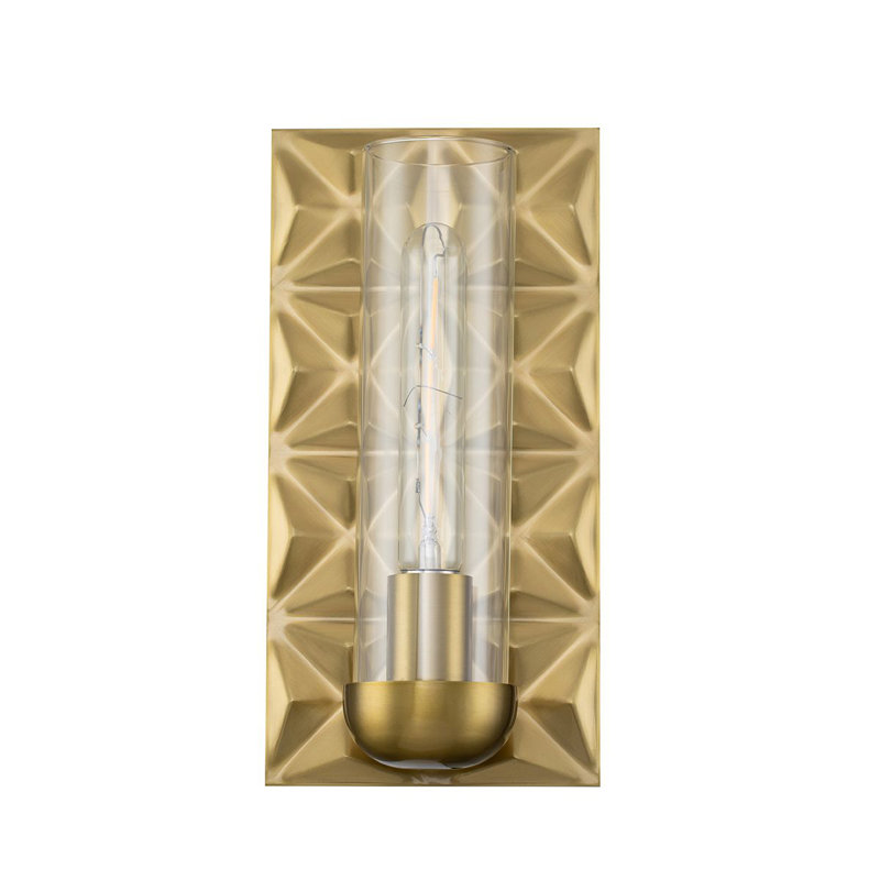 Alpha Iron Metal Armed Wall Sconce, Aged Brass