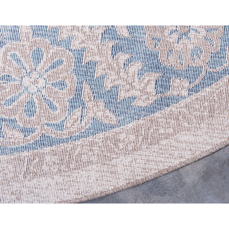 Tapis oriental bleu / beige Linz, Rond 4 pi