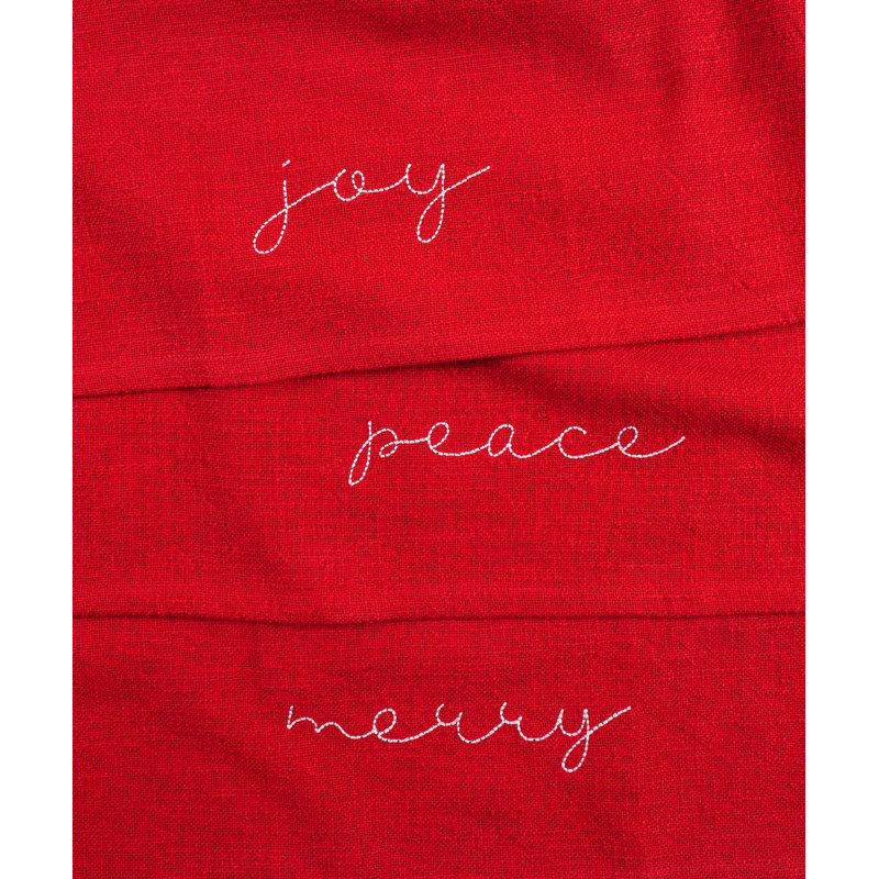Damali Napkins, Holiday Red Embroidered Monaco