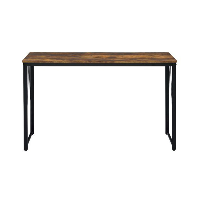 Bureau d'écriture rectangulaire avec base en métal, H 28 po x l 47 po x P 19 po, Chêne antique