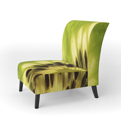 Green Kiwi Seeds and Inside Pattern - Contemporary Upholstered Slipper Chair