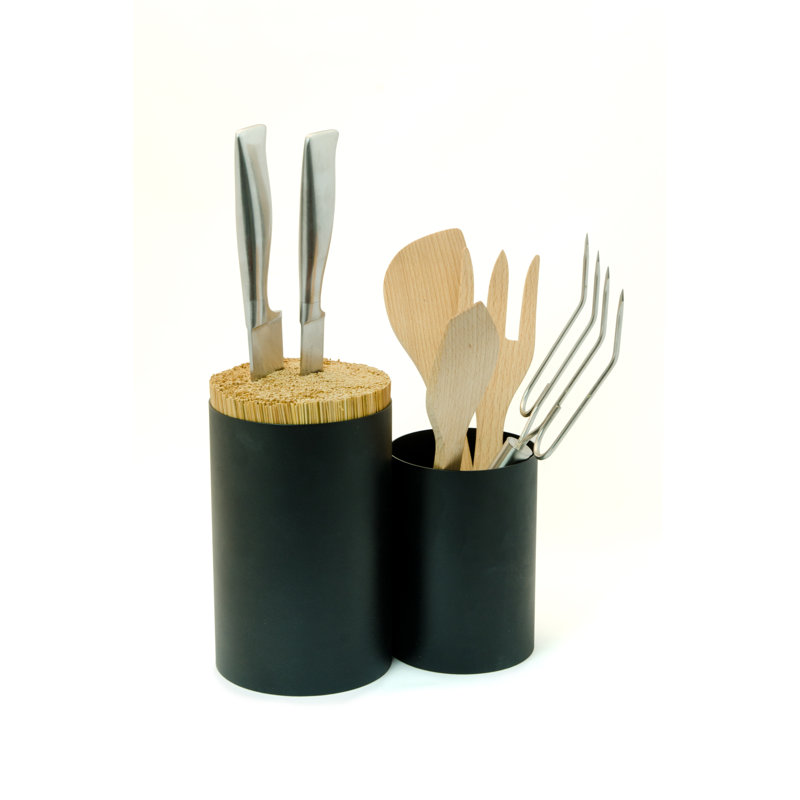 Menahan Metal Cylinder Utensil Crock, Black