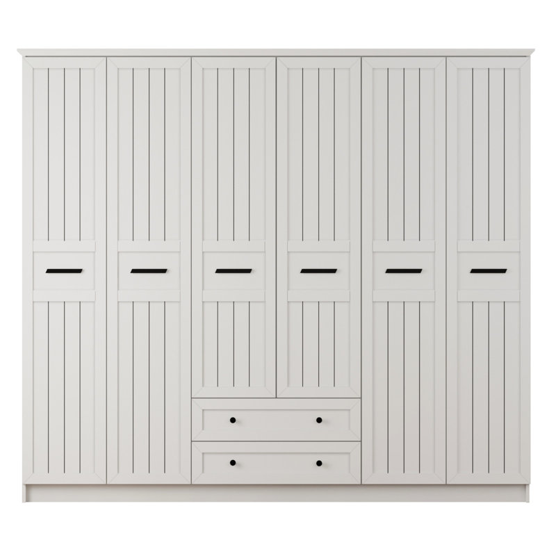 Belliere 6 Door Manufactured Wood Wardrobe, 184cm H x 210cm W x 52cm D