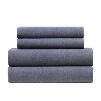 Kathy Ireland Herringbone Twill 4 Piece Cotton Rich Sheet Set (King or Queen)