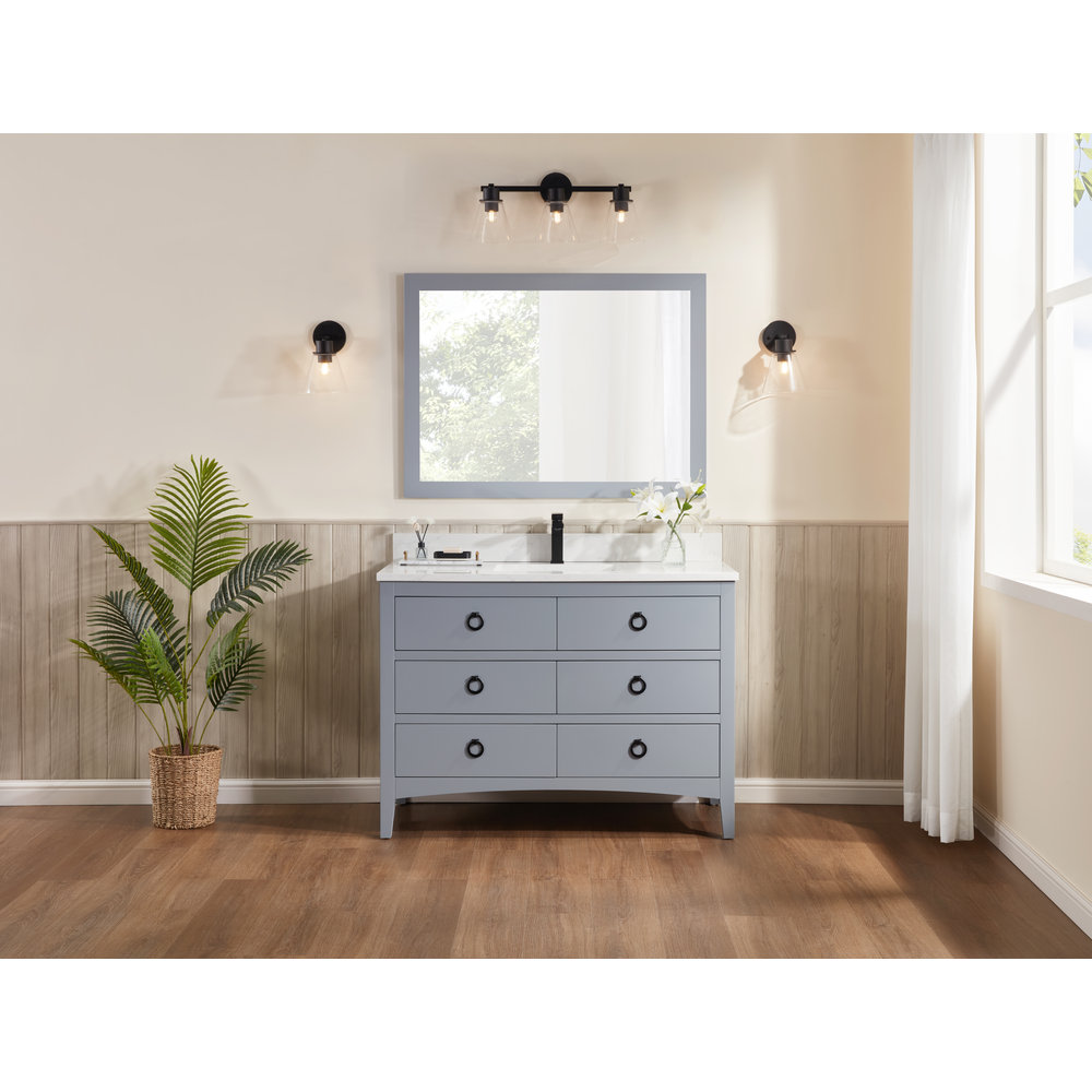Teoni 48" Oak Single Bathroom Vanity, Black, Cadet