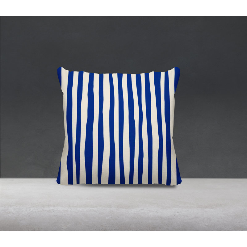 Coussin décoratif réversible Malone, H 17 po x l 17 po, Bleu marine / Blanc cassé