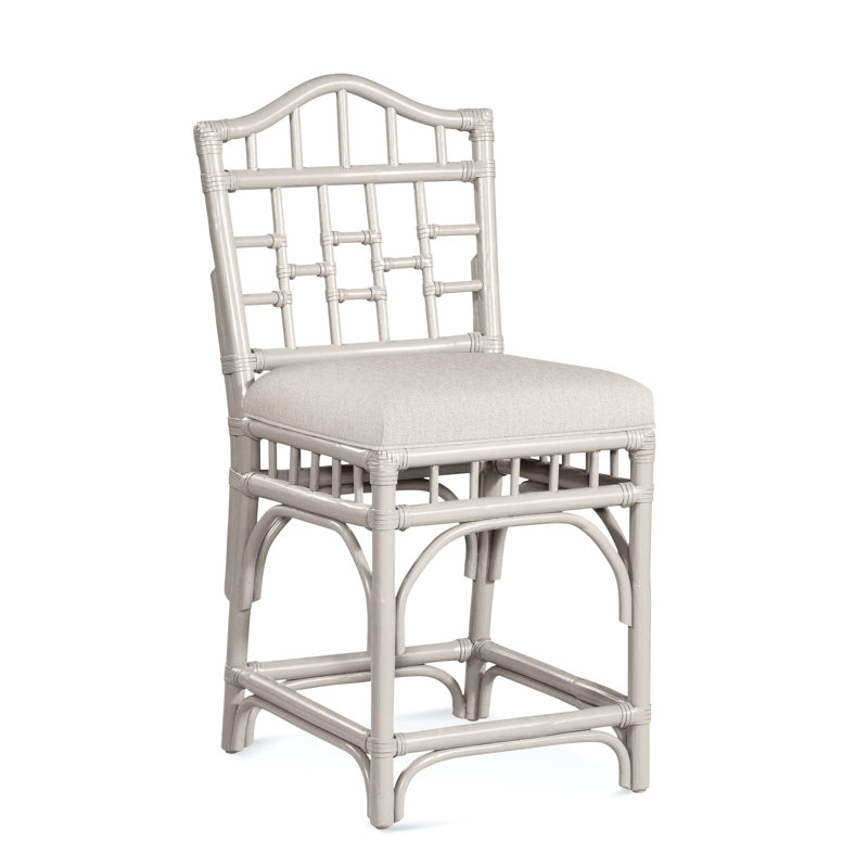 Chippendale Upholstered Stool, Snow Crypton Performance; 0884-91, Antique Frost White