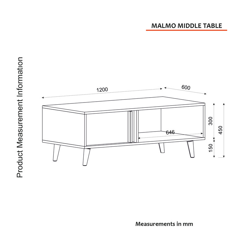 4 Beine Coffee Table with Storage