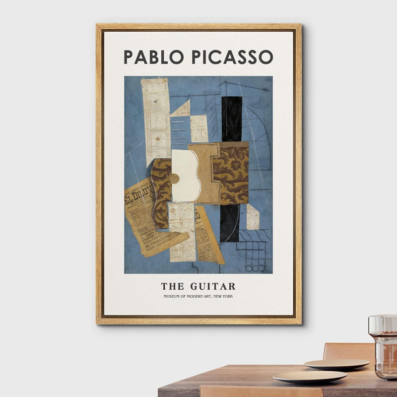 Reproduction d'art classique, "La guitare", reproduction sur toile par Pablo Picasso, H 36 po x l 24 po x P 1,5 po, Naturel