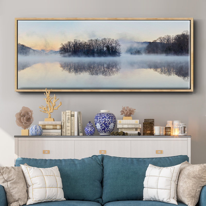 «Scene On The Water», reproduction d'art sur toile encadrée, H 24 po x l 60 po x P 1,5 po, Naturel