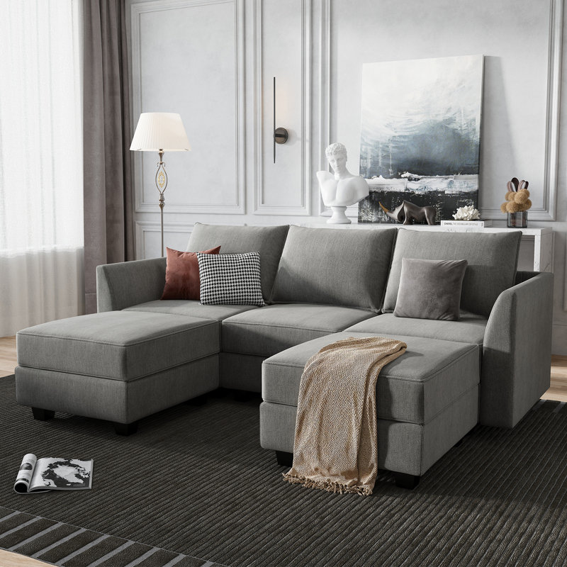 Canapé modulaire réversible Manusite, Polyester gris