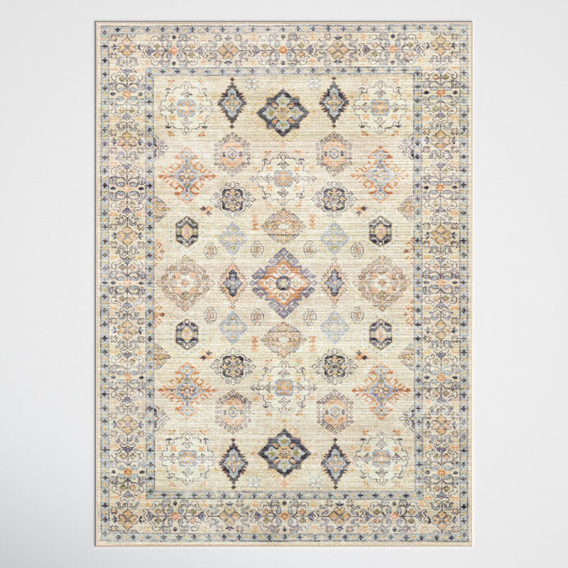Park Forest Beige and Gray Washable Traditional Area Rug