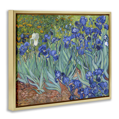 Classic Van Gogh Irises Black Framed Floater Canvas Wall Art by one1000paintings