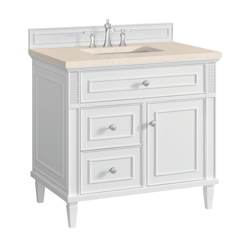 Lorelai 36'' W Single Vanity, White Zeus, Bright White, 8" Widespread