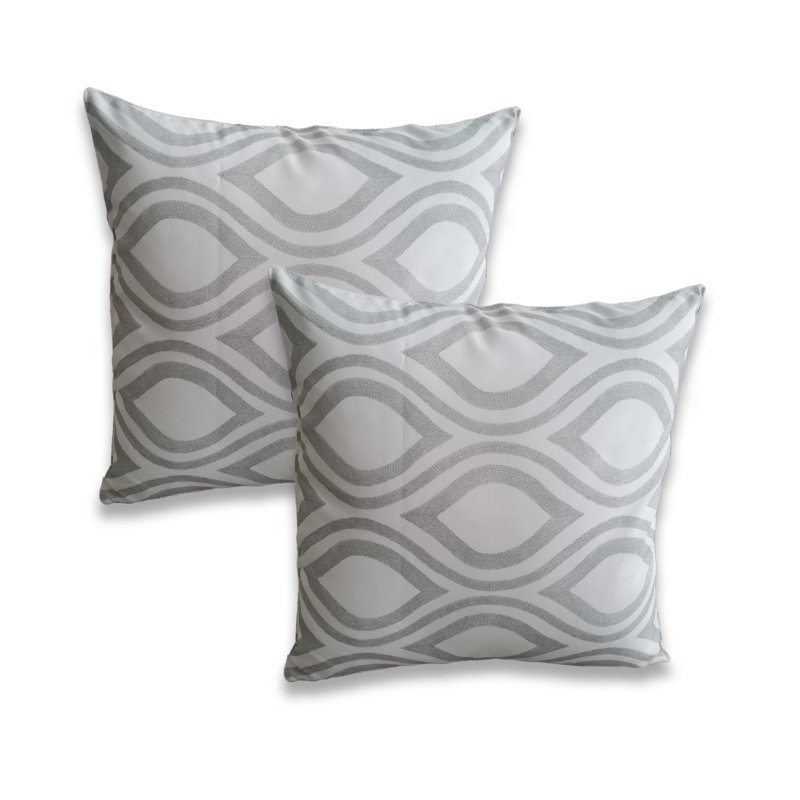 Printed Outdoor On White Base Pillow Cover ( Set Of 2), Turquoise