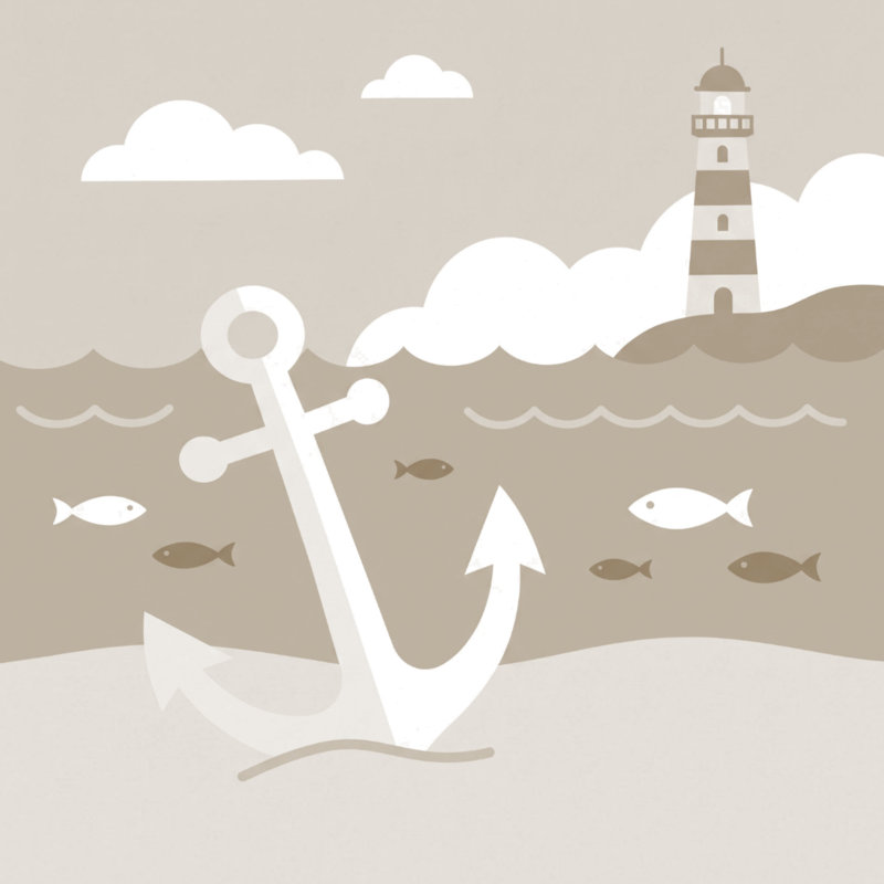 Couvertures de poisson Anchor Lighthouse, L 50 po x H 60 po, Beige clair / blanc