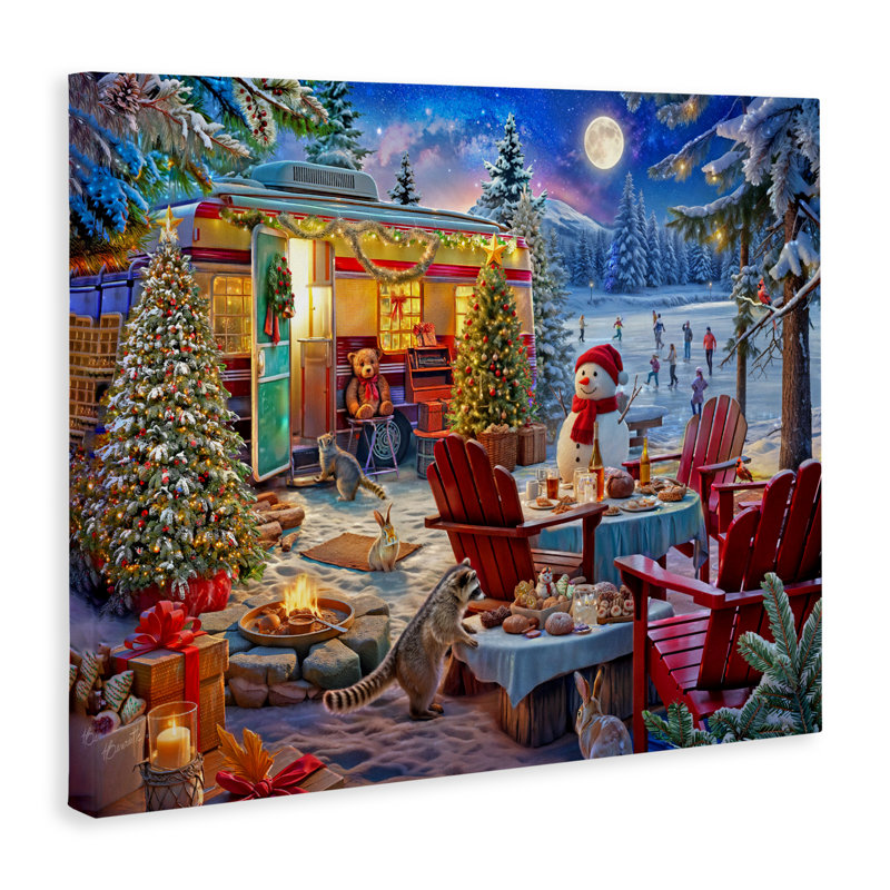 «Winter Holiday Camper Party», conception par Henriette Chinaglia, H 24 po x l 30 po