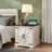 Jaimar 24"W Farmhouse Square End Table with Charging Station&Adjustable Storage Shelf-1440454476-1440454472