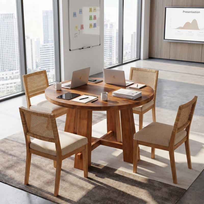 100.08cm Solid Wood Round Conference Table