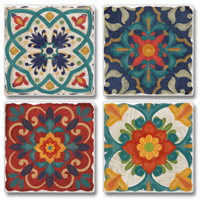 Stoneware Square 4 Piece Coaster Set