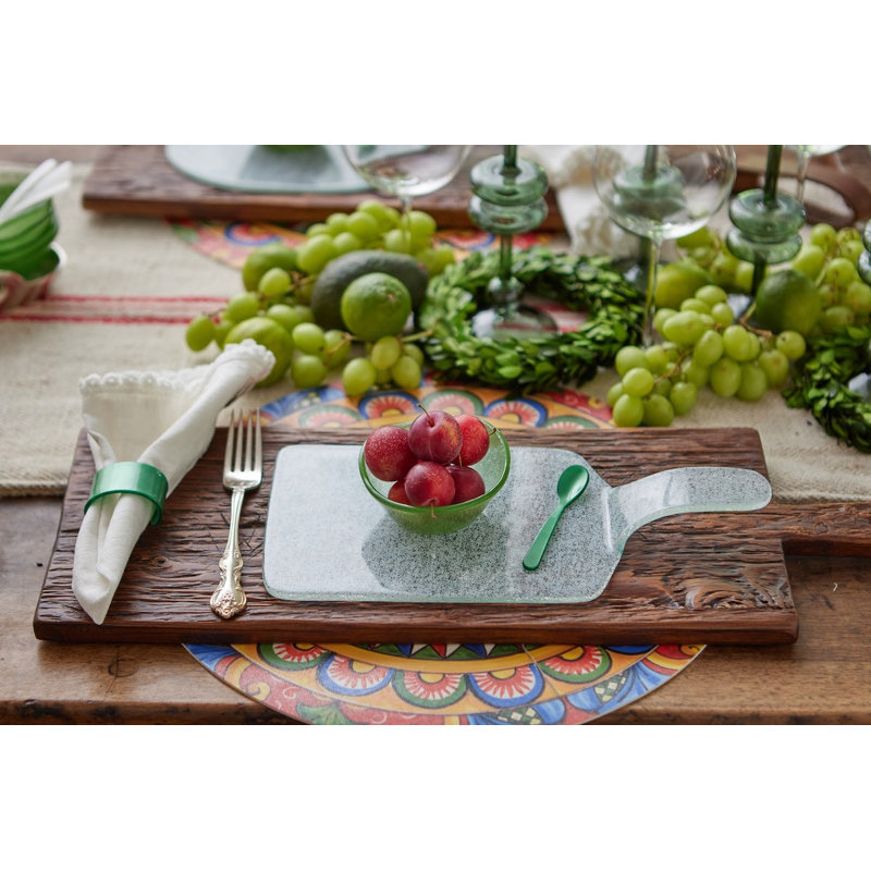 Mini Glass Rectangle Cheese Tray, White