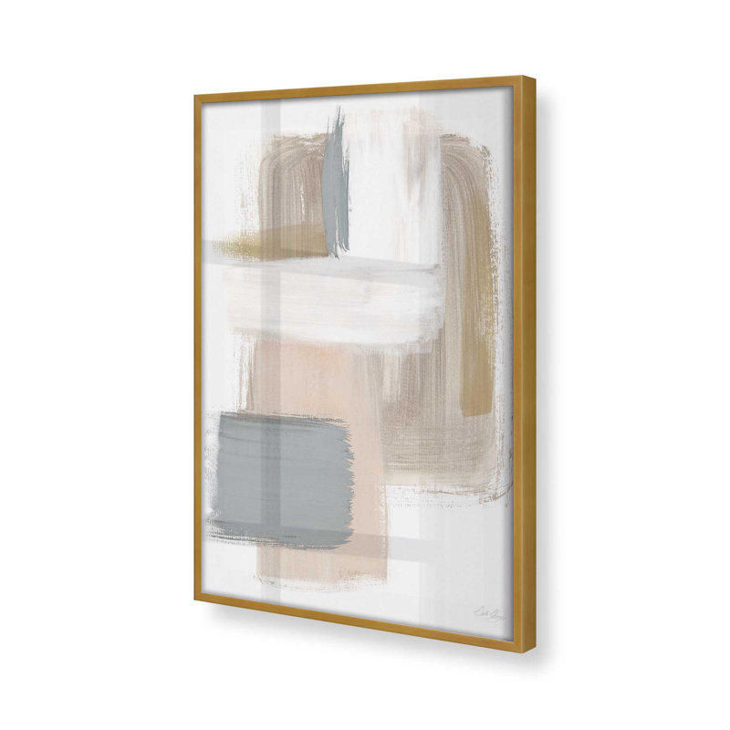 «Beige Ballet V1» sur papier, Cadre doré poli, H 21,25 po x l 17,25 po