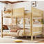 Lit superposé grand sur grand avec plateau pratique, lit superposé en bois massif avec tablettes de rangement et lattes améliorées, naturel clair-2112027363