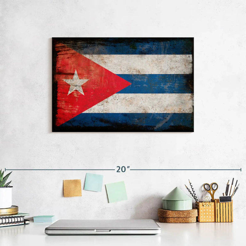Drapeau cubain antique Borges, H 8 po x l 12 po