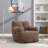 Coffee Tufted Foam Bean Bag Chair, Soft Teddy Plush Fabric Leisure Chair-1289593135