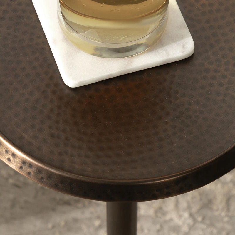 Deanna Iron End Table, 23" H x 9" W x 9" D, Bronze Base/Bronze Top