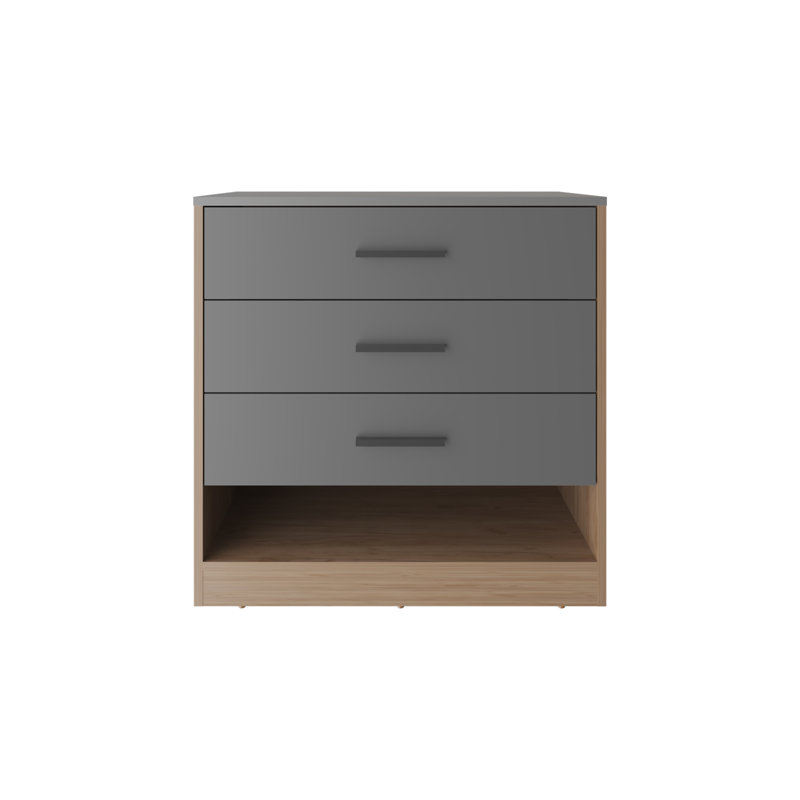 Commode à trois tiroirs de 27 po de hauteur et tablette ouverte, chambre à coucher, vestibule, buffet