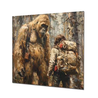 Brown Green Mysterious Bigfoot Encounter II - Bigfoot Wall Decor