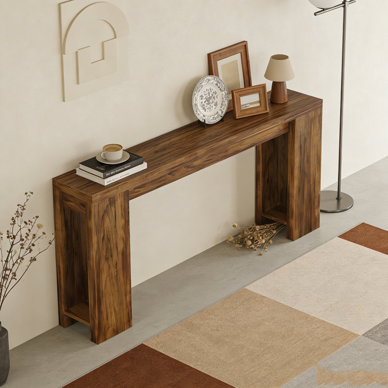 Farmhouse Wood Sofa Table Entryway Table, Rustic Brown