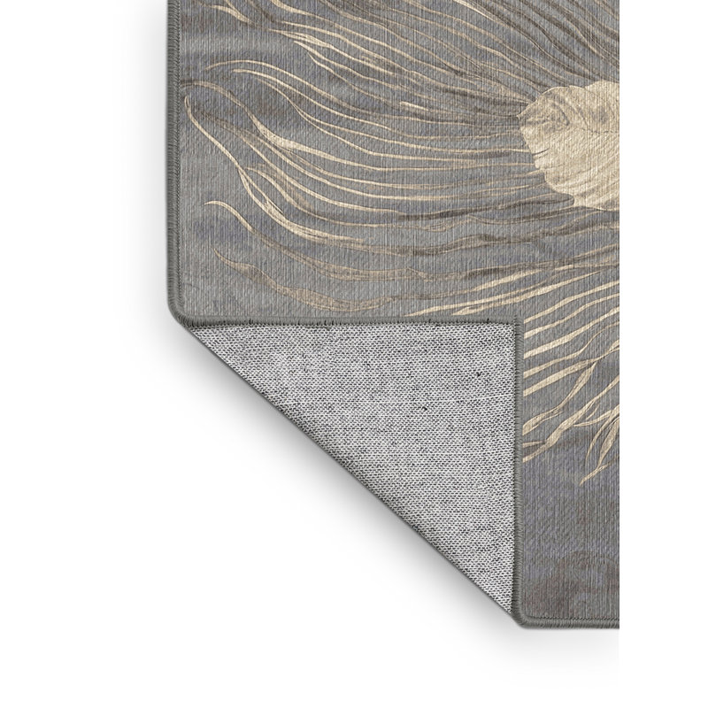 Machine Washable Gray Area Rug, Rectangle 7' x 9'