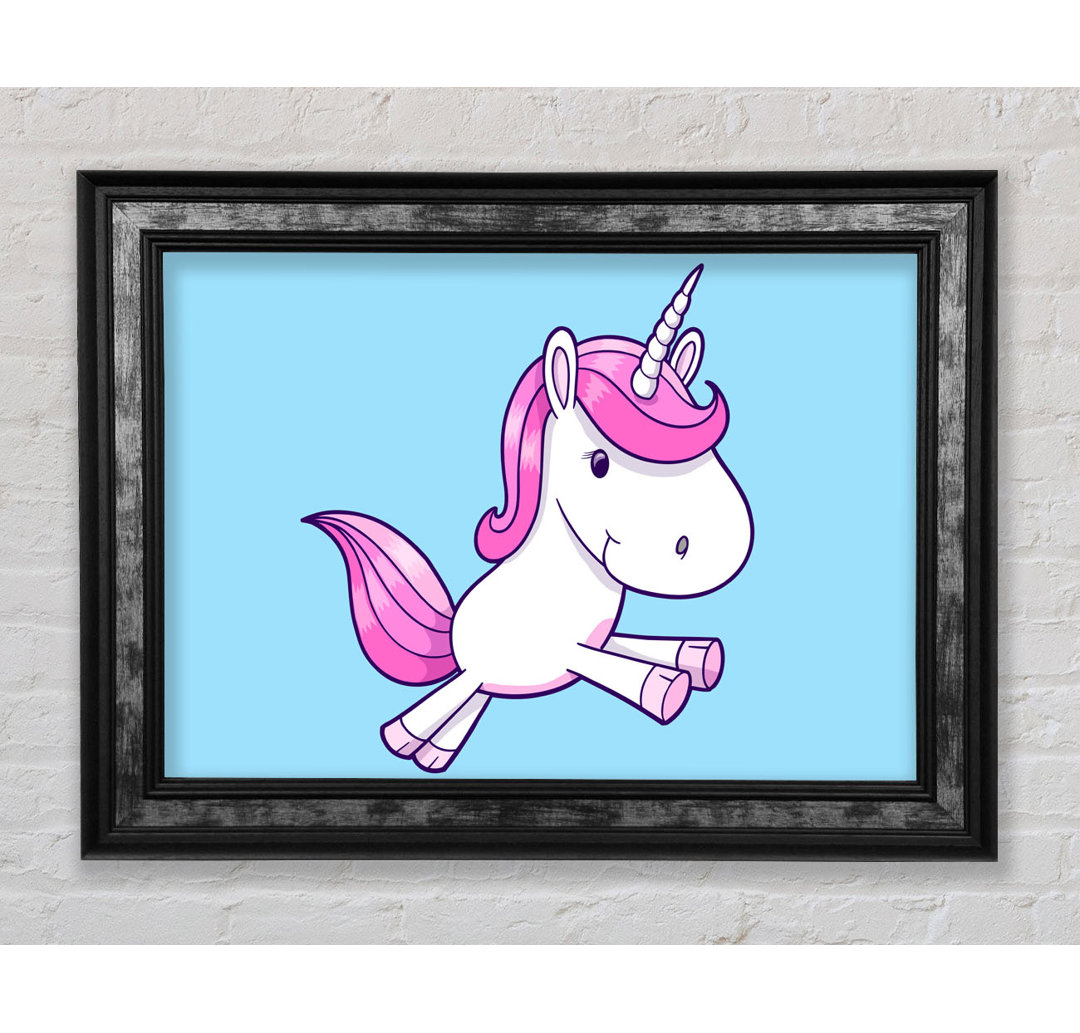 Gerahmtes Leinwandbild Leaping Unicorn Pink