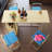 Bar table and chair five piece set, gold frame, multi-layer tabletop, chair cushion and backrest made of sponge, table with storage function (gold)-1939756201