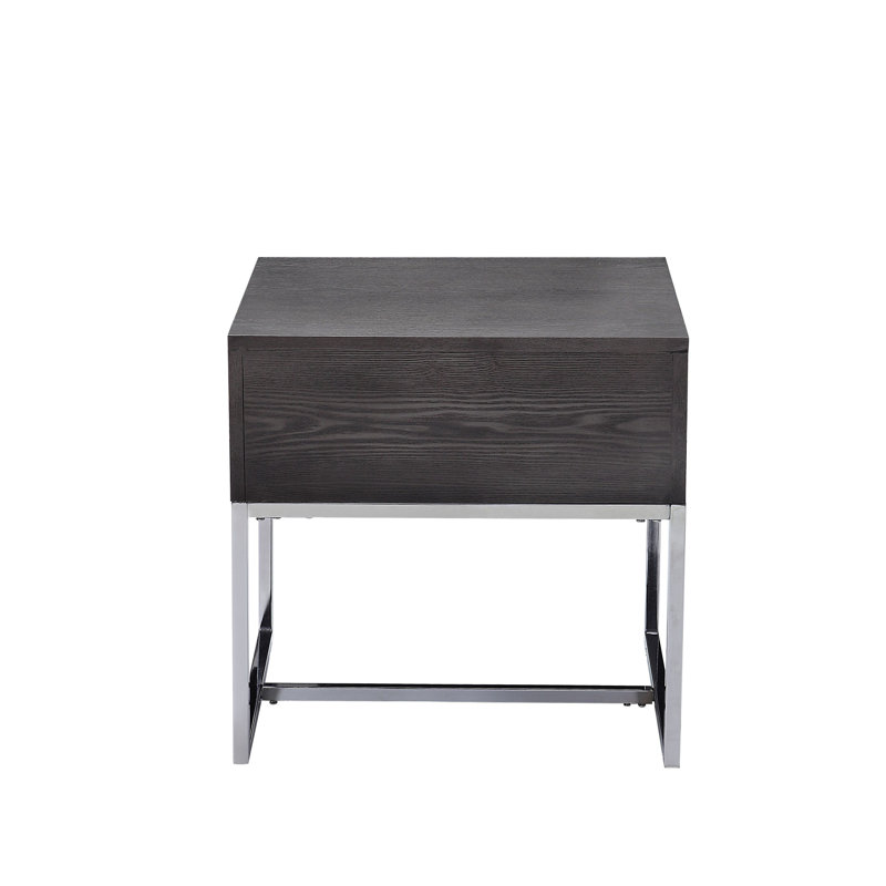 Table de bout en chêne gris avec rangement rectangulaire