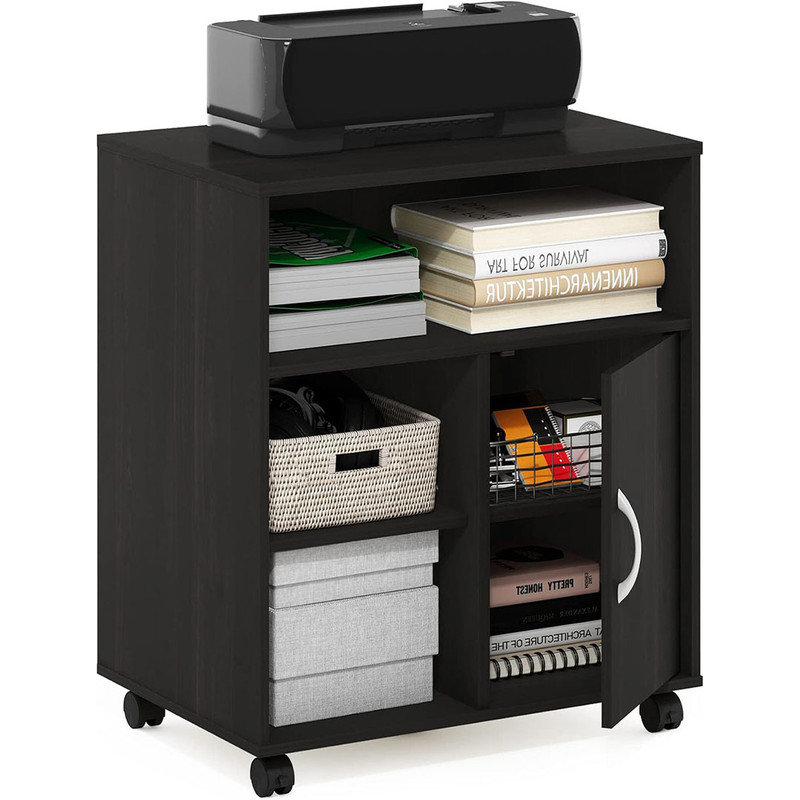Home Office Under Desk Printer Holder with Wheels and 2 Lockable Swivel Casters, Espresso