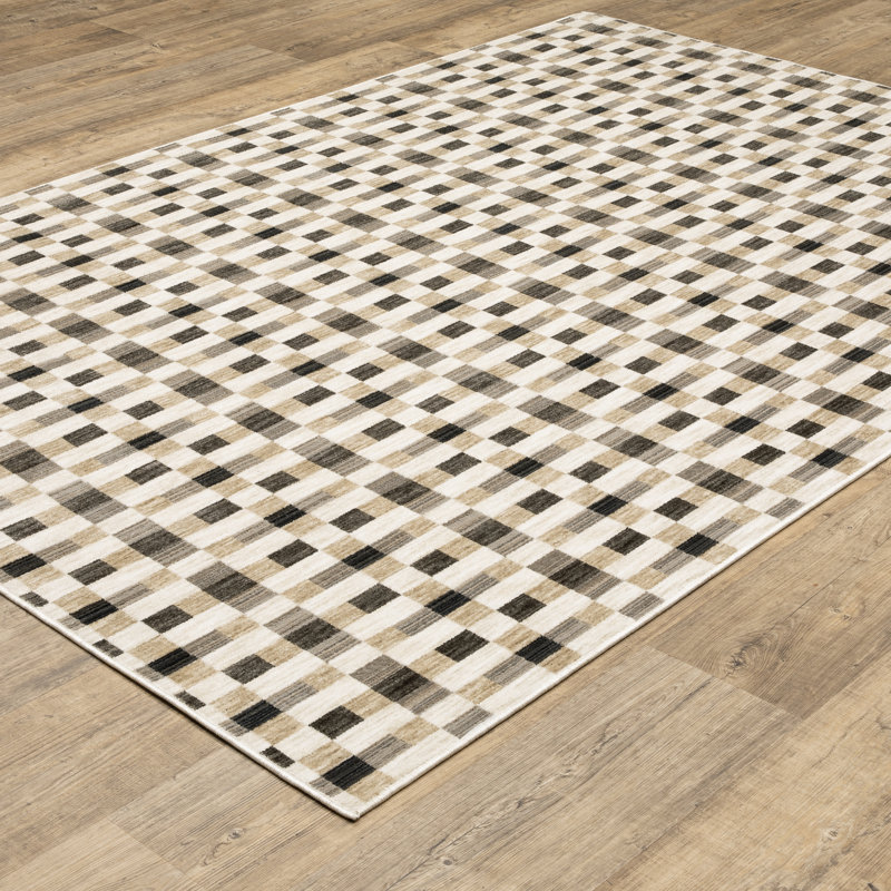 Tapis noir / doré Harlow, Rectangle 6 pi 7 po x 9 pi 6 po