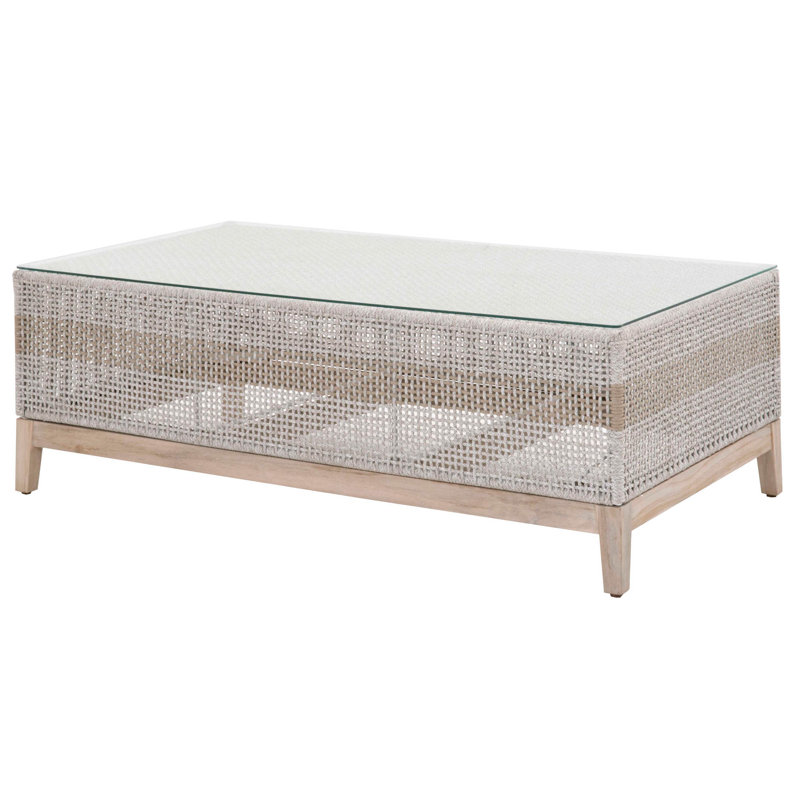 Square Gray and Brown Wood Coffee Table with Glass Top and Storage