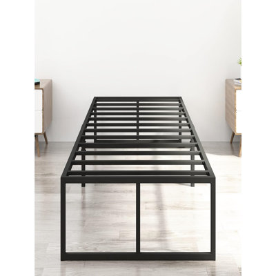 Twin Xl Size 16 Inch Metal Bed Frame, Heavy - Duty Queen Platform, No Box Spring, Noise , Foundation, Underbed Storage For Bedroom Noticeable Platform Bed, , Striking