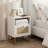 Rattan Nightstand,Modern Boho Farmhouse Wood Bedside Table With Storage Drawer And Open Shelf,Small Gold Frame Side End Table For Bedroom,Living Room,Office