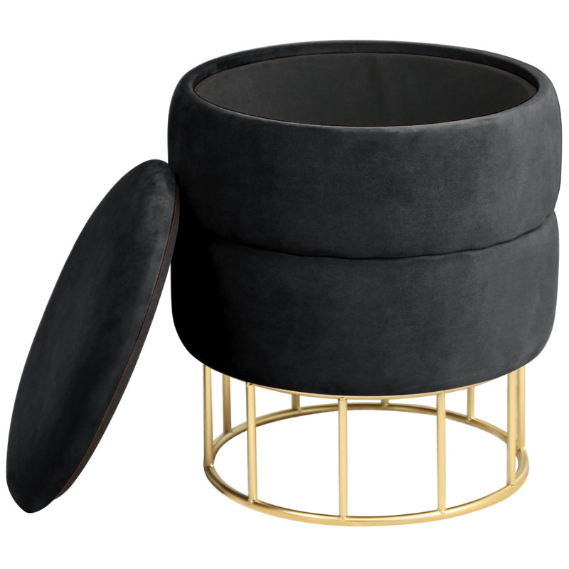Afanasie 37cm Wide Velvet Tufted Circle Pouffe Ottoman with Storage