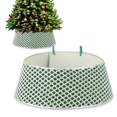 Collier pour arbre de Noël vert à motif de losanges doux, 33 po - 2 pinces assorties - jupe de Noël et base de support pour maison de fête, vert