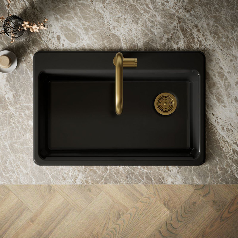 Riverby 33" Top-Mount Single-Bowl Kitchen Sink, Black, 1 hole