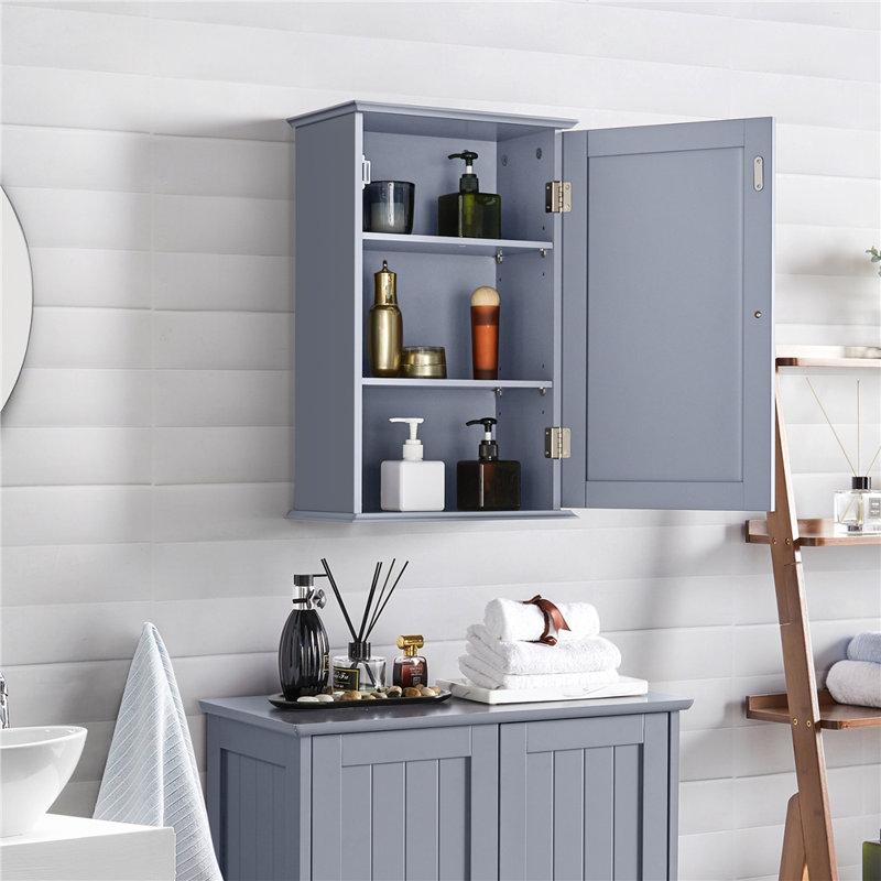 Wall Bathroom Cabinet with Single Door, Grey