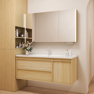 Log style simple modern bathroom cabinet