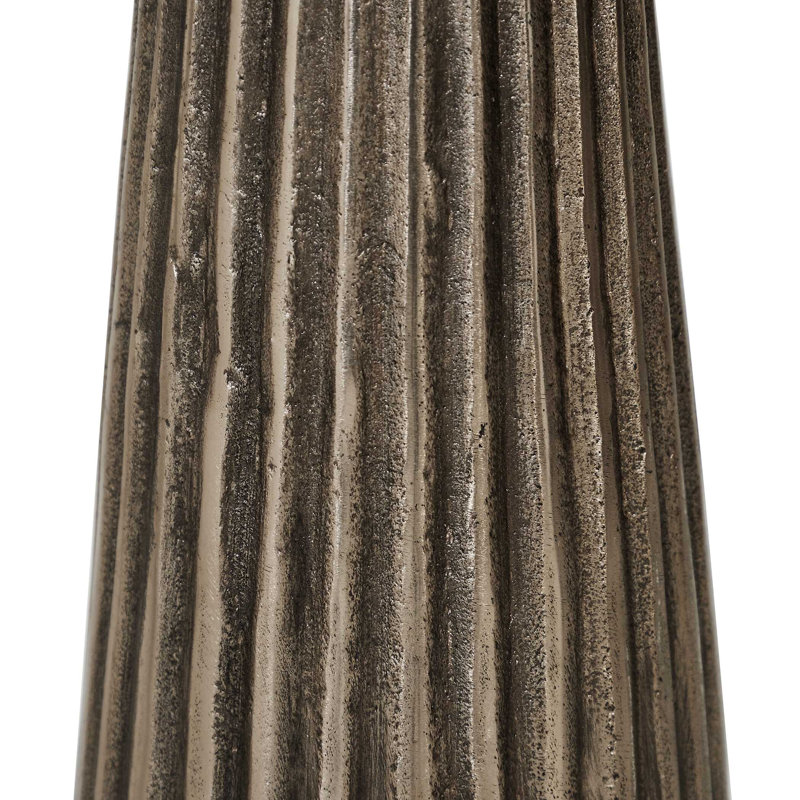 Fluted Cast Aluminum White Marble End Table