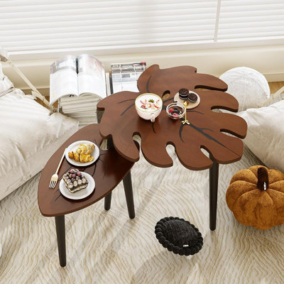 Ensemble de 2 tables gigognes Monstera Leaf